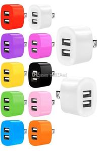 21AデュアルUSBウォールチャージャーEU US AC Home Travel Auto Power Adapter for iPhone 7 8 X 11 12 13 Samsung HTC Android Phone1593756