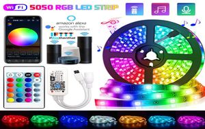 ストリップ5M30M WiFi LEDストリップライトRGB DC 12V SMDリボン防水ダイオードテープBluetoothコントローラーパワーアダプター用STRI4262183