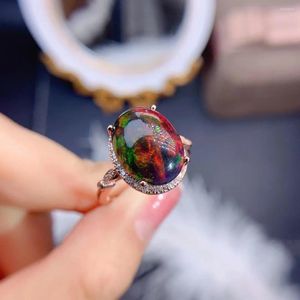 Cluster Rings 10 14MM Natural Black Opal Water Drop Ring Luxury Exquisite Ladies Jewelry Classic Fashion S925 Pure Silver Autumn Products