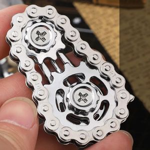 Engrenagem de corrente de aço inoxidável fidget spinner adulto metal mão spinner edc fidget brinquedos foco adhd ferramenta escritório alívio do estresse brinquedos 240228