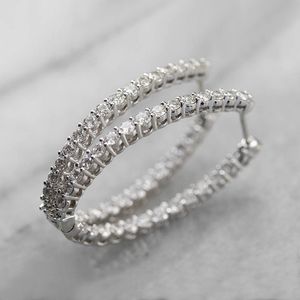 2024 Choucong Marke Clip Ohrring Einfacher Modeschmuck 925 Sterling Silber Rundschliff Weiß 5A Kubikzircon CZ Diamant Frauen Großer Ohrring Für Liebhaber Geschenk