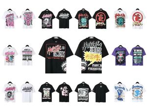 Hellstar Tshirt Rappe와 2 여름 래퍼 헤비 크래프트 유니니스 넥스 짧은 슬리브 탑 하이 스트리트 레트로 지옥 여성 티셔츠 디자이너 Tees 남자 미국 크기