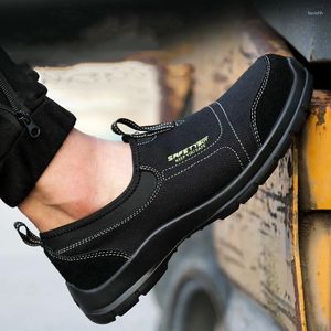 Boots Big Size Mens Fashion Steel Toe Caps Working Shoes Slip-on Safety Shoe Summer Breathable Security Worker Protect Footwear