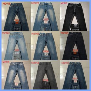 Fashionstraightleg Pants 18SS Новые настоящие эластичные джинсы Мужские джинсы Robin Rock Revival Джинсовые брюки с кристаллами и заклепками Дизайнерские брюки M606287377