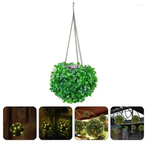 Pendant Lamps Artificial Topiary Ball Solar Powered Pre-Lit Faux Boxwood Hanging Sphere Plants Light Plant Shrub Front Porch Home Office