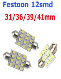 10x 31mm 36mm 39mm 41mm 12SMD LED -läsningskartdörr Glople Lamp Vitt lampor Dome Festoon LED C5W BULB DC 12V1602066