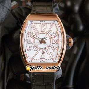 2021 Vanguard Yachting V 45 SC DT Automatyczne męskie zegarek Rose Gold Case 3D Cyfrowy znak White Dial Czarny skórzany pasek HWFM H2381