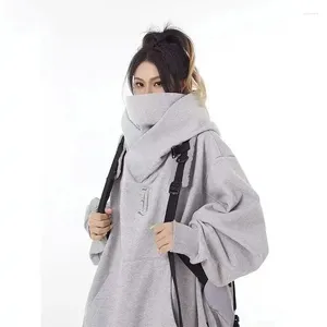 Kvinnors hoodies kvinnor överdimensionerad huva skjorta tungvikt tröjor hög krage tröjor tjock koreansk vinter hoodie