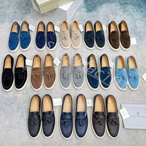 Ultime scarpe eleganti firmate per uomo Mocassini uomo in pelle di cashmere di alta qualità Fondo tendine di manzo elastico alto moda casual Tacco piatto Suola morbida scarpa da ufficio da lavoro