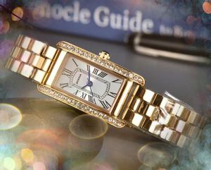 Mode Damenuhren Quarzwerk Silber Gold Kleid Uhr Lady Square Tank Edelstahlgehäuse Originalverschluss Analog Casual All the Crime Coole Armbanduhr Geschenke