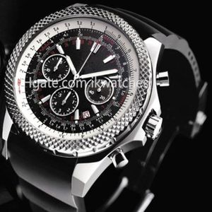 2016 Mens Chronograph Watch Top Quality Quartz Stopwatch Black Rubber Band Date Watches 204229e