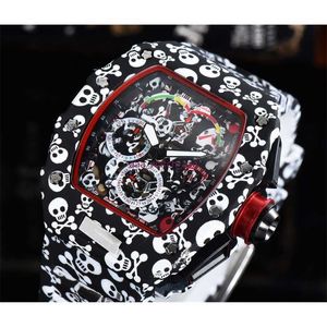 24% OFF watch Watch Top digite version Skeleton Dial All Richa Fiber Pattern Case Japan Sapphire Mens Rubber Sport