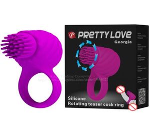 Sex Produkte Rotation Cock Ring Women039s Klitoris Stimulation Massage Vibratoren Verzögerung Penis Ring Sex Spielzeug für Männer Für Paare6741790