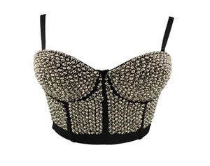 Perline acriliche Shine Nightclub Party Canotta con reggiseno incorporato Push Up Bralette Crop Top Donna Camis Top Abbigliamento femminile sexy X077454873