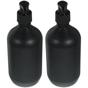 Dispensador de sabão líquido 500ml preto fosco shampoo gel de banho loção garrafa vazia 2pcs mão