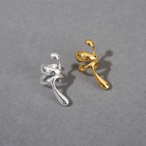 18K copper gold-plated ear hole free geometric ear bone clip French style personalized cool style metal ear buckle right ear earring for women