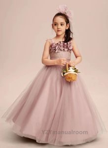 Girl Dresses Princess Tutu Pink Bridesmaid Dress Prom Birthday Party Fairy Flower Elegant