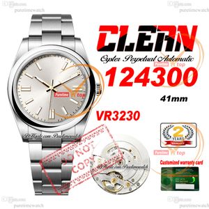 124300 VR3230 Automatic Mens Watch Clean CF 41mm Polished Bezel Silver Stick Dial 904L Stainless Steel Bracelet Super Edition Same Series Card Puretimewatch Reloj