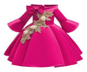 Kids Christmas Dresses For Girls Princess Flower Wedding Dress Children Formal Evening Party Pure Red9580557