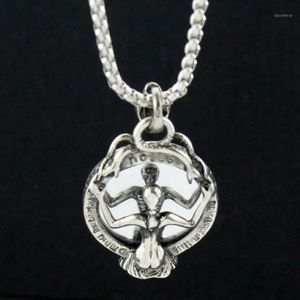 Cool Vintage Skeleton Magic Mirror Alloy Pendant Halsband Herrsmycken Punk Rock Skull Style Charm Neckor 1289w