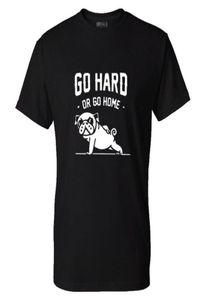 Harajuku GO HARD ORgo HOME Pug Life Druck T Shirt Männer Mode Oneck Kurzarm Tops Cartoon Lustige Fitness Hund drucken S5MC619550547