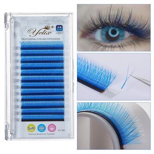 Yelix cílios coloridos y azul yy forma extensões de cílios 0.05 bcccd natural macio cílios sintético vison flor cílios postiços 240229