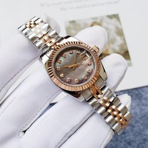 26mm kvinnors klockor Rose Gold Automatic Mechanical Crescent Bezel rostfritt stål Armband Fashion Girl Watch Gift2299