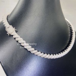 8 mm autobusy w dół przełęczy Diamentowy tester lodowata moissanit bling lśniąca biżuteria 925 Srebrna linowa łańcuch chocker