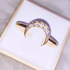 Cluster Rings Hoyon 14K Gold Color Diamond Style Ring Smycken för kvinnor Moon Anillos de Bizuteria Wedding Gemstone Whit Box