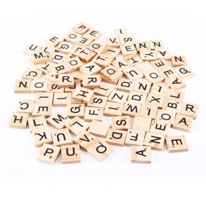 100pcsset alfabeto de madeira scrabble telhas letras pretas números para artesanato wood3149276