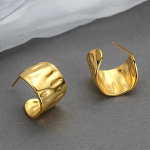 Runda chunky studs örhängen guld färg rostfritt stål bijoux smycken metall 18 k färgtillbehör 240227