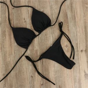 2pcs مثير نساء ملابس الصيف السباحة البيكيني مجموعة صدرية التعادل الجانب G-string ثونغ شاطئ e بدلة السباحة بدلة السباحة بدلة السباحة