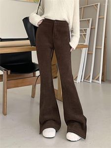 Pantaloni da donna PLAMTEE Pantaloni eleganti neri Donna Slim Flare Casual quotidiano OL Inverno addensato caldo peluche Office Lady Mopping