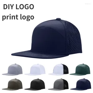 Bollmössor 2024 Anpassad logotyp Flat Brim Hat 6 Panel Stansade lastbilsmän och kvinnors utomhus Sunshade Snapback Hip Hop Baseball Hats