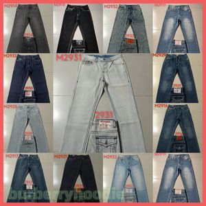 Herren-Jeans, Herren-Hosen, Designer-Jeans, schwarz, dünn, Aufkleber, helle Waschung, zerrissen, Motorrad-Rock-Revival-Jogginghose, True Religions Herren M2910