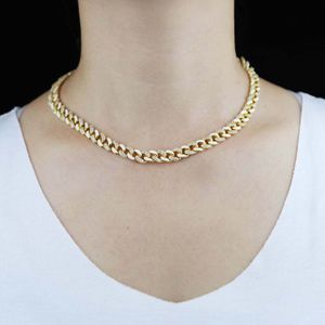 Nuovo arrivo smalto color oro catena a maglia cubana mezzo smalto mezza CZ zirconi cubici collana girocollo cubana catene con cursore regolato per325J