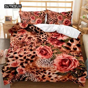 Conjuntos de cama Leopard Imprimir Duvet Cover Set Twin Full Adultos Cheetah África Animal Rainha King Size Poliéster Qulit