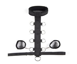 Sex Slave Neck Collar With Handcuffs Nylon Neck Collar To Hand Bondage Restraints Harness Fetish BDSM Adult Game For Couples7886338