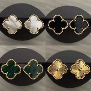 20 cores designer trevo studs brinco vintage quatro folhas trevo charme brincos madrepérola aço inoxidável ouro studs ágata para mulheres jóias de casamento