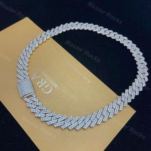 925 Sterling Silver Moissanite Jewelry Fashion Men Necklace 10mm 2 Rows Vvs Moissanite Cuban Chains Iced Out