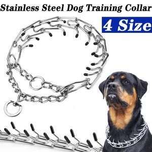 Dog Training Collar Adjustable Metal Choke Spike Chain with Rubber Tips Pet Supplies Prong for Small Medium Large Dogs 240226