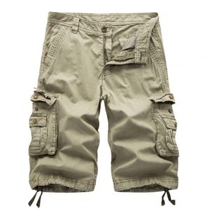 Plus rozmiar 44 szorty mody męskie krótkie spodnie letnie armia zielona bawełna męska luźna multi-kieszenia swobodne bermudy