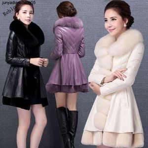 Leather Autumn and Winter Women Parkas Coat Jacket Slim Korean Long Hoody Cotton Thicken Pu