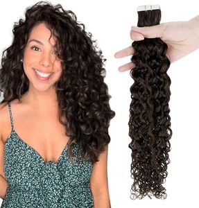 12A Straight Curly Tape in Extensions Human Hair 1430inch Seamless Skin Weft Natural Color Non Remy Tape On 50g20pcspack5214243