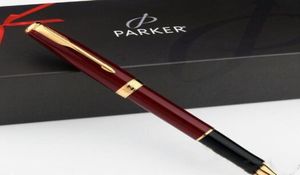 Parker Sonnet Red Gold Roller Pen Médio Nib 05mm Assinatura Caneta Esferográfica Presente Caneta Escrita Escola Escritório Fornecedores Stationery2080544