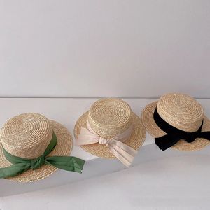 Korea Baby Straw Hat 2023 Kids Sun Hats Protection Caps Children Panama Outdoor Travel Beach 240229