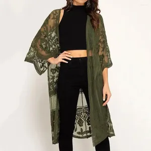 Damenblusen, Sommer-Frauen-Spitze-Häkel-Bikini-Dame-Cover-Up-Kimono-Cardigan-Bademode-Kaftan-Badeanzug-Langarm-Urlaub-Strandkleid