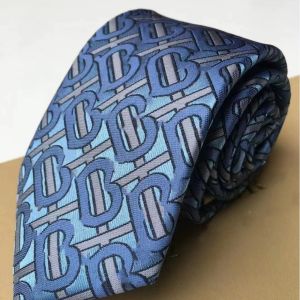 Cravatta in seta da uomo con lettera Design di marca di moda Jacquard policromatico Stampa classica Tinta in filo Tessuta a mano Festa di nozze Cravatta da lavoro casual con scatola