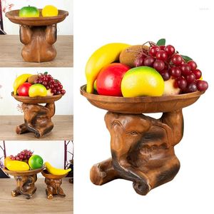 Plates Solid Wood Fruit Tray Southeast Asia Hand-Carved Elephant Top Plate Creative Home Decoration Coffee Table Bowl