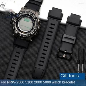Titta på band Silikonrem för Casio Protrek Series 3258PRW-2500 5100 5000 2000 3500T Gummi Watchband Accessories18mm
